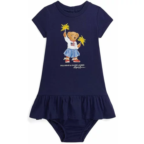 Polo Ralph Lauren Otroška bombažna obleka mornarsko modra barva, 310953280001