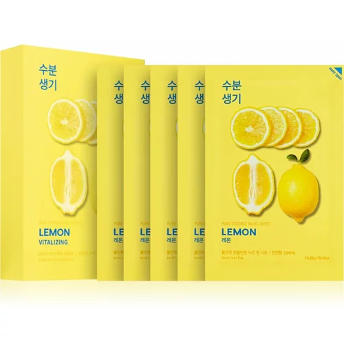 Holika Holika Pure Essence Lemon maska iz platna z mehčalnim in osvežilnim učinkom z vitaminom C 5x20 ml