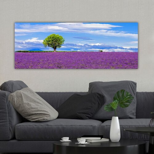 Wallxpert slika na platnu YTY580755, usamljeno drvo u polju lavande pod plavim nebom, 30 x 80 cm Cene