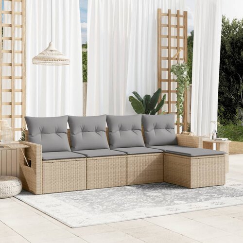  5-dijelni vrtni set sofa s jastucima bež od poliratana Cijene