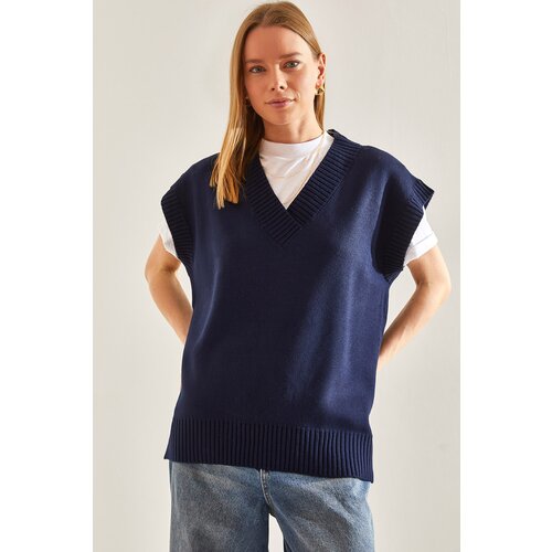 Bianco Lucci Women's V-Neck Knitwear Sweater Cene