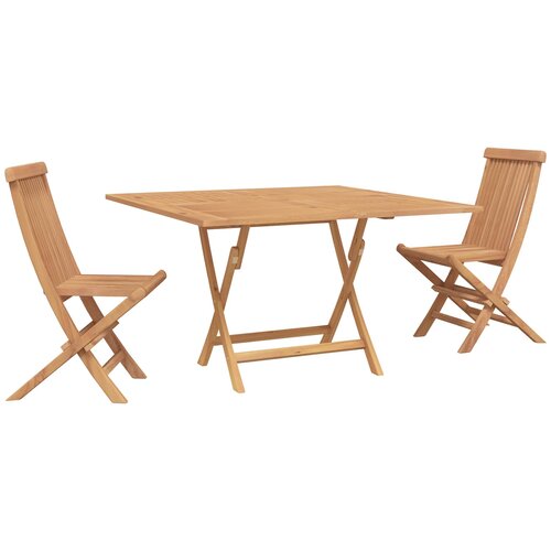 vidaXL Bistro set za vrt 3 kom. Prirodna Čvrsto teak drvo - Stol +2 stolice (bez naslona) Četvrtasto Cene