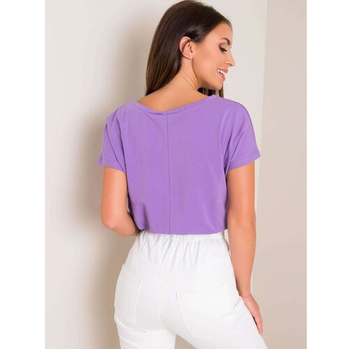 Fashion Hunters Light purple V-neck cotton t-shirt Slike