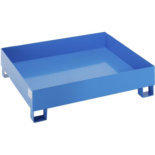 eurokraft basic Jeklena prestrezna kadica za 200-l sode, DxŠxV 1200 x 1200 x 285 mm, s certifikatom, modro praškasto lakirana, brez mrežaste rešetke Cene
