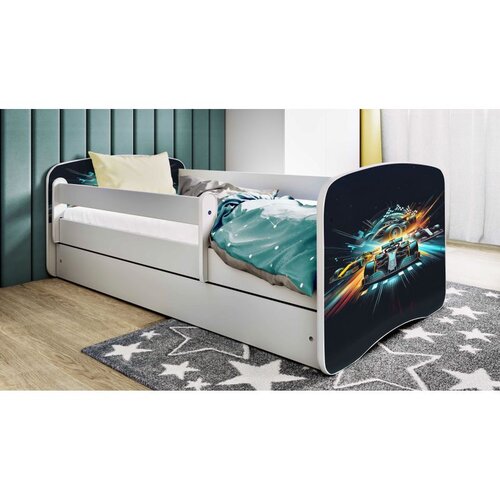  Drveni dječji krevet UTRKA s ladicom - 180x80 cm bijeli Cijene