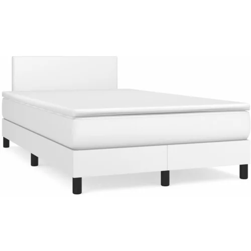  Krevet box spring s madracem bijeli 120x190 cm od umjetne kože