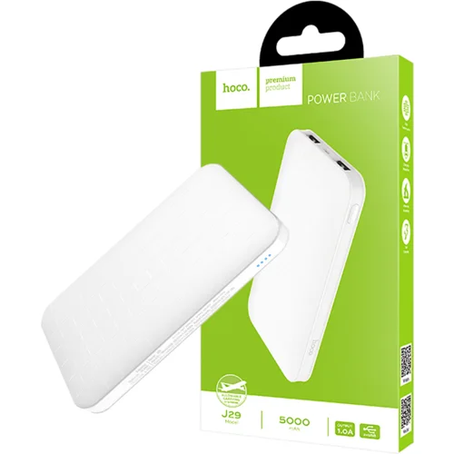 hoco. Punjač prijenosni za mobitele, 5000 mAh, 1 A/1 A - J29 Cool Square Power Bank