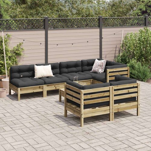  8-dijelni set vrtnih sofa s jastucima od impregnirane borovine Slike