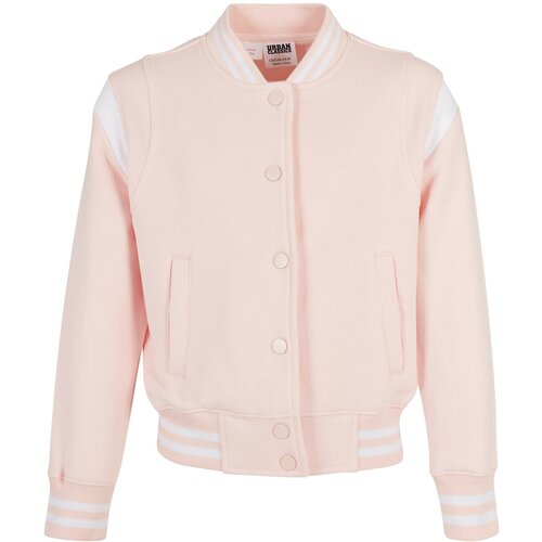 Urban Classics Kids girls inset college sweat jacket pink/white Cene