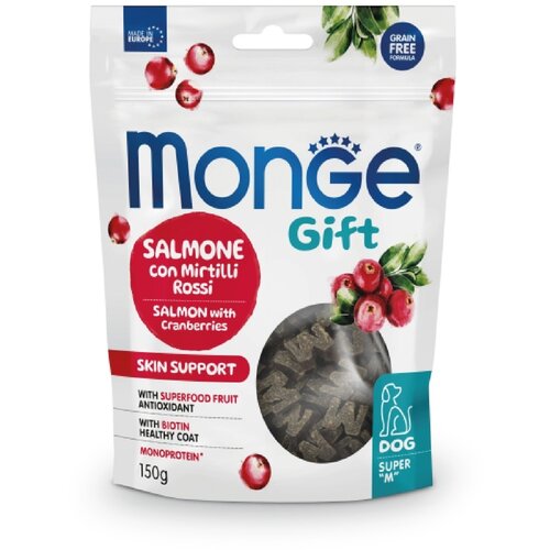 Monge Super M Skin support Poslastica za pse, Losos sa brusnicama, 150g Cene