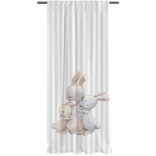 Butter Kings Bež otro&amp;scaron;ka zavesa iz bombažnega satena 110x250 cm Hugging Bunnies &amp;ndash; Slike
