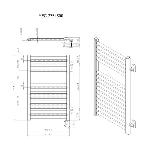  vertaduro - kupatilski radijator sa termostatom meg 400W 78x50 cm beo Slike