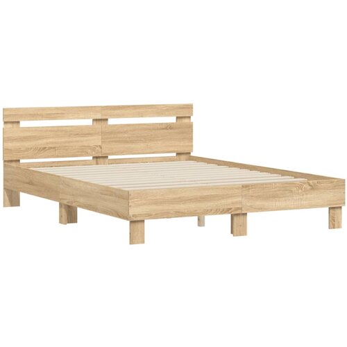  Okvir za krevet s uzglavljem i LED boja hrasta 140x200 cm Slike