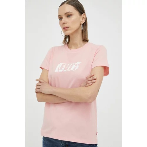 Levi's Bombažna kratka majica roza barva