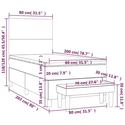 Box spring krevet s madracem tamnoplavi 80 x 200 cm bar&amp;scaron;unasti Slike