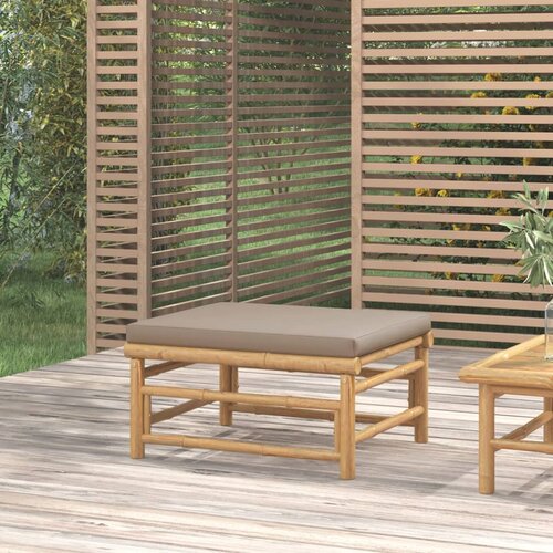 The Living Store Vrtni stolček za noge s taupe blazino bambus - Vrtni Stolček Za Noge, (21480161) Cene