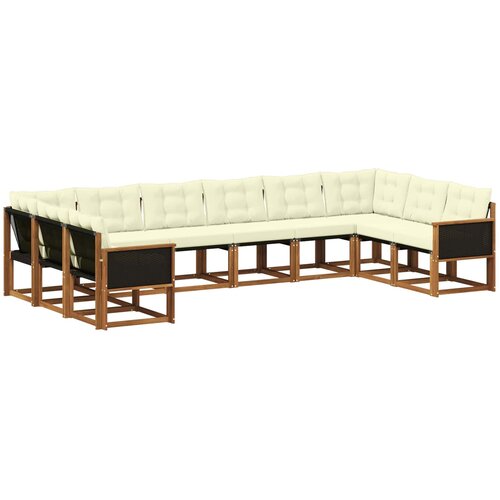 vidaXL Zunanja garnitura za sedenje 10 pcs Naravna in smetana, (5000280379) Cene