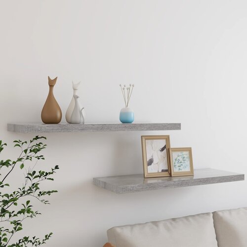  The Living Store Stenske police 2 kosa betonsko sive 80x23,5x3,8 cm MDF - Stenska Polica, (21554618) Cene