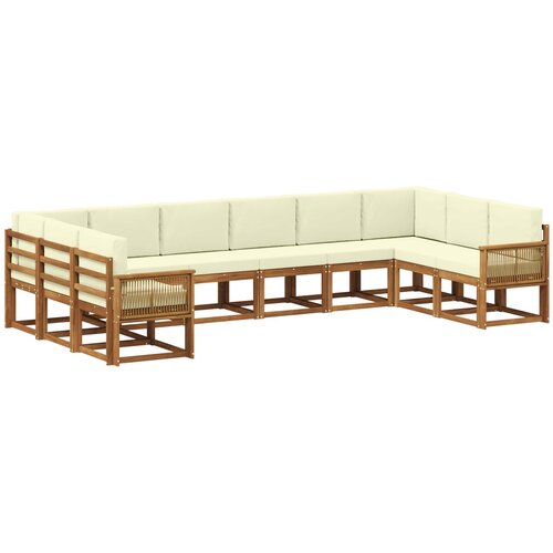 vidaXL Zunanja garnitura za sedenje 10 pcs Naravna in smetana, (5000280256) Cene