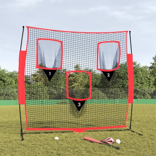  Prijenosna mreža za bejzbol crno-crvena 183x105x183cm poliester Slike