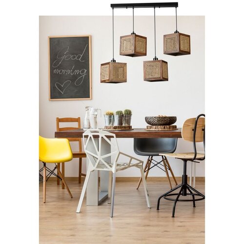 Opviq kumsal 4 Lü Sıralı ceviz rattan avize rattanwalnut chandelier Slike