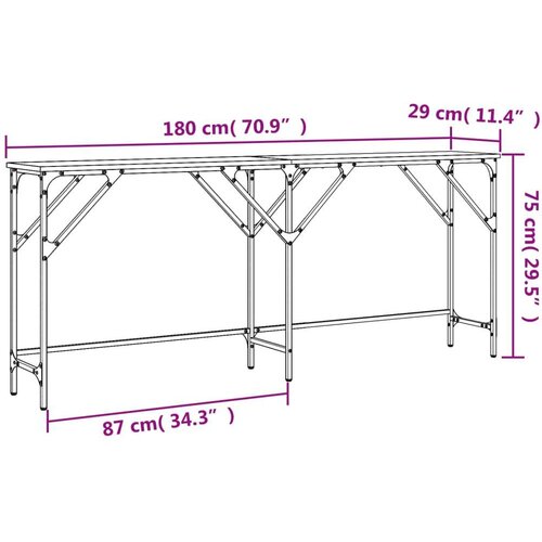  Konzolni stol boja hrasta 180x29x75 cm od konstruiranog drva Slike