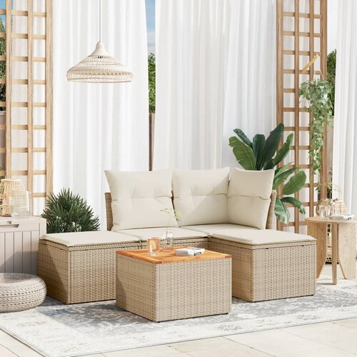 vidaXL 5-dijelni vrtni set sofa s jastucima bež od poliratana Cijene