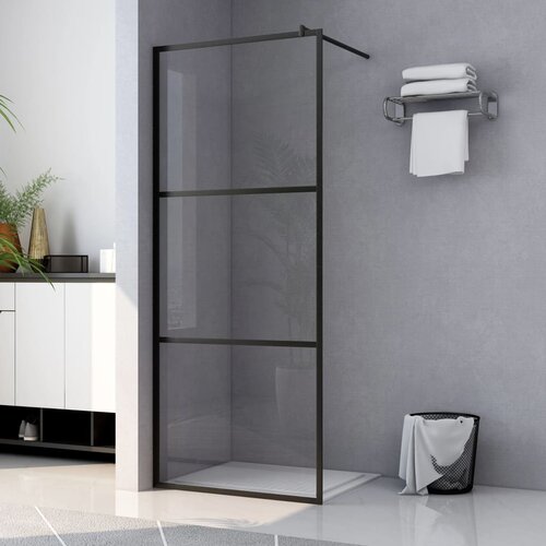 VidaXL Pregrada za tu&amp;scaron;iranje s prozirnim staklom ESG crna 100 x 195 cm Slike
