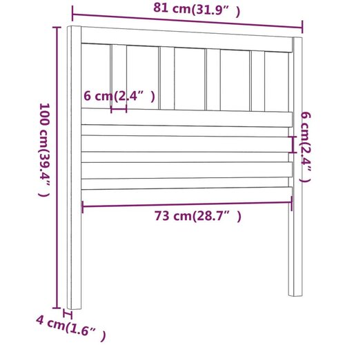  Uzglavlje za krevet sivo 81 x 4 x 100 cm od masivne borovine Slike