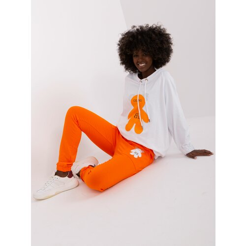 Fashion Hunters Ecru-Orange Jetted Tracksuit Cene