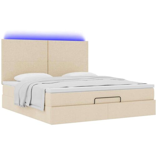 VidaXL Otomanski krevet s madracem i LED krem 160x200cm tkanine Slike