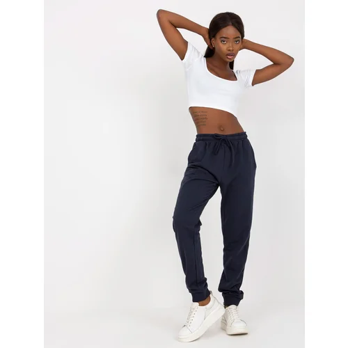 BASIC Feel Good Navy blue sweatpants tied at the waist