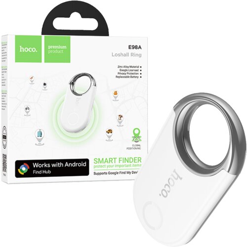 Hoco. Inteligentni lokator uređaja E98A Starry, Google Find My Device, Bijeli Slike