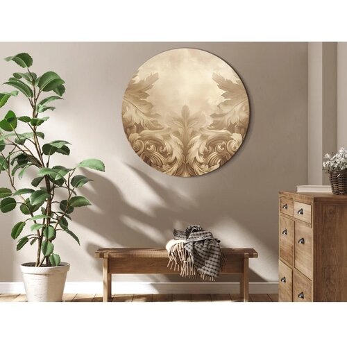  Okrugla slika - Carved Baroque Ornaments Rich Composition in Sepia Colors 60x60 Cene