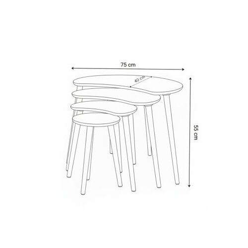 Hanah home Moon set klub stolova, 4 dijela, boja hrasta Slike