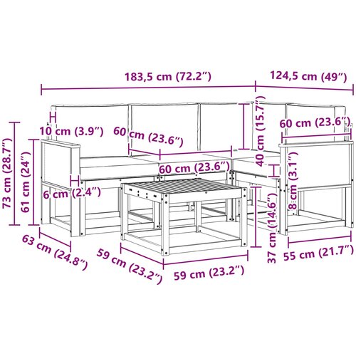  Set vanjskih sofa 5 kom. Prirodna i antracit Poliester Slike