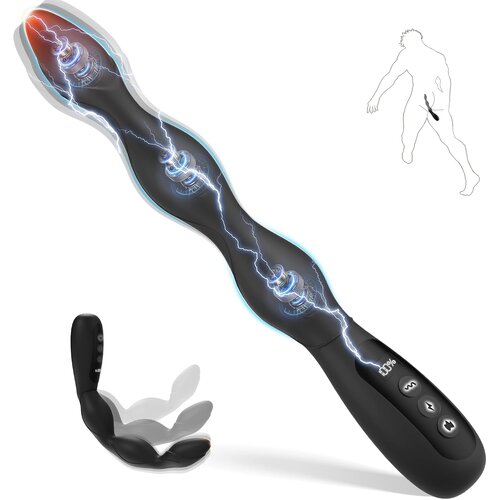 SuperLove E-Stim Anal Beads Vibrator Black Slike