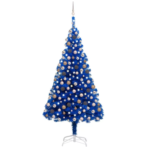  Umjetno osvijetljeno božićno drvce s kuglicama plavo 240 cm PVC