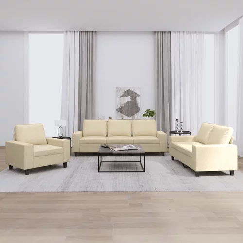  3-dijelni set sofa krem od mikrovlakana