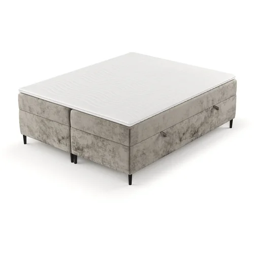 Maison de Rêve Svjetlo smeđi boxspring krevet s prostorom za odlaganje 180x200 cm Araya –