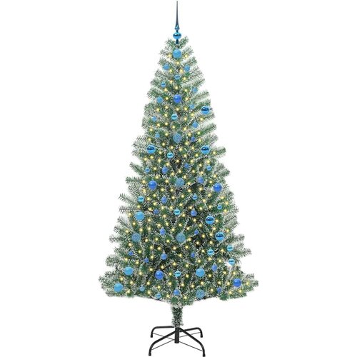  Umjetno Božićno Drvo s Snježnim Flokom i LED Svjetlom 210 cm Slike