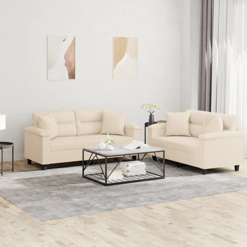  2-dijelni set sofa s jastucima bež od mikrovlakana Cijene