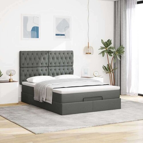 VidaXL otomanski okvir kreveta s madraca tamnosivi 140x200cm tkanine Slike