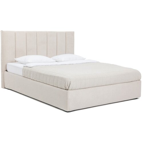 Bonami Selection Bež tapecirani bračni krevet s podnicom i prostorom za odlaganje 160x200 cm Thessa Bold Line – Cijene