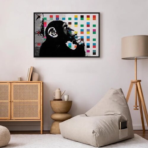  Slika - Banksy The Thinker Monkey 90x60 U crnom drvenom okviru Slike