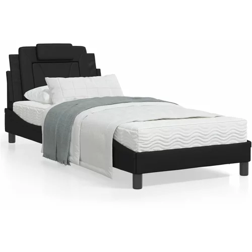  Okvir kreveta s LED svjetlom crni 90 x 190 cm od umjetne kože