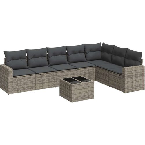  8-dijelni set vrtnih sofa od poliratana s jastucima sivi Slike