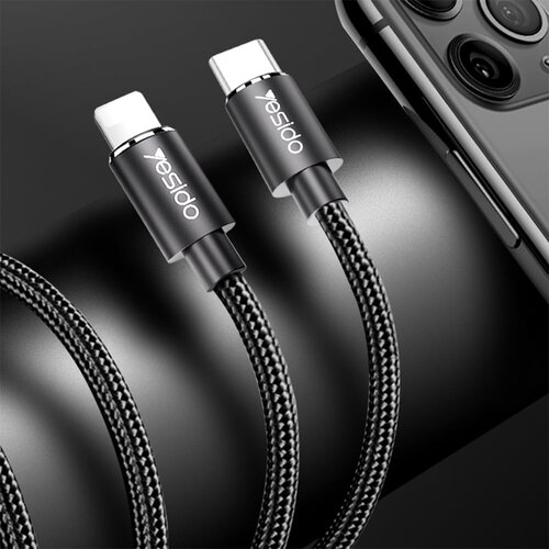 Yesido podatkovni kabel (CA-56) - Type-C na Lightning, 18W, 2.4A, 1.2m - črn Slike