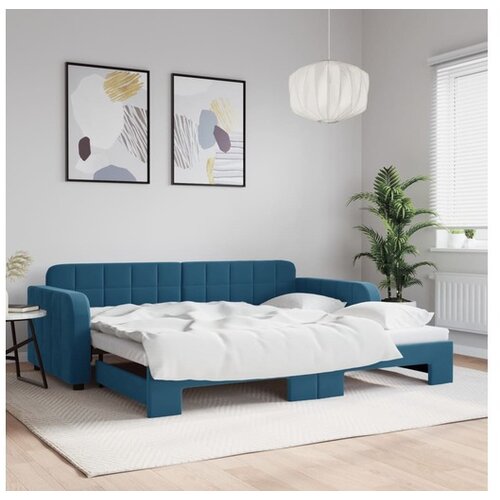 vidaXL Izvlečna dnevna postelja modra 90x200 cm žamet Cene