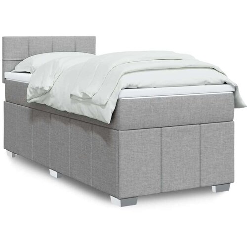 vidaXL Box spring postelja z vzmetnico svetlo siv 100x200 cm blago Cene